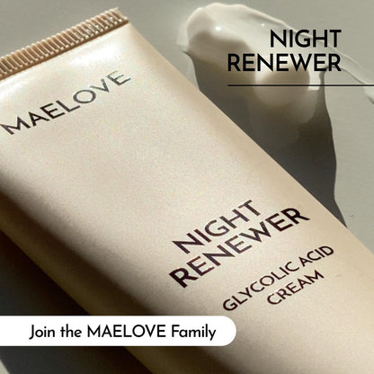 MAELOVE Night Renewer Night Cream with 2-in-1 Glycolic Acid Treatment – Unscented Night Cream for Sensitive Skin, 2 oz Avelisse