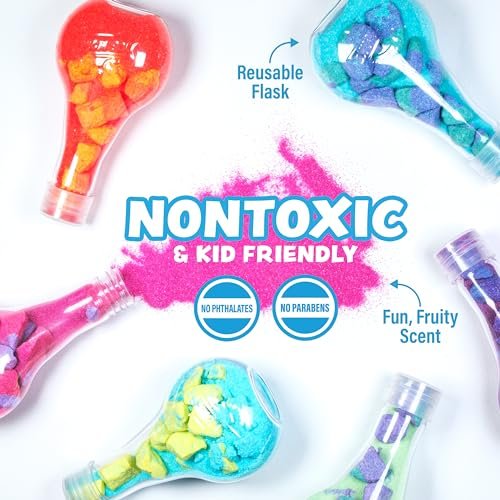 Tub Works Kids Bath Bomb Potion 6 Pack – Nontoxic Interactive Bath Bombs with Fizz, Foam & Color Eruption | Fun Science Toddler Bath Toys Avelisse