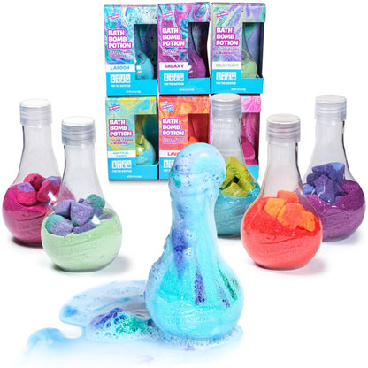 Tub Works Kids Bath Bomb Potion 6 Pack – Nontoxic Interactive Bath Bombs with Fizz, Foam & Color Eruption | Fun Science Toddler Bath Toys Avelisse