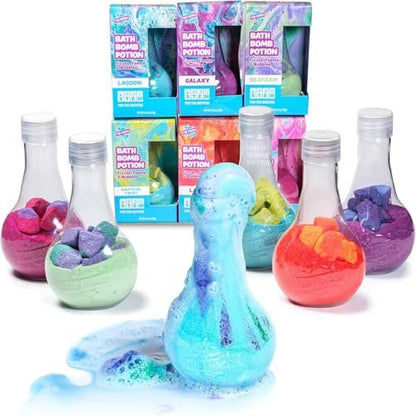 Tub Works Kids Bath Bomb Potion 6 Pack – Nontoxic Interactive Bath Bombs with Fizz, Foam & Color Eruption | Fun Science Toddler Bath Toys Avelisse