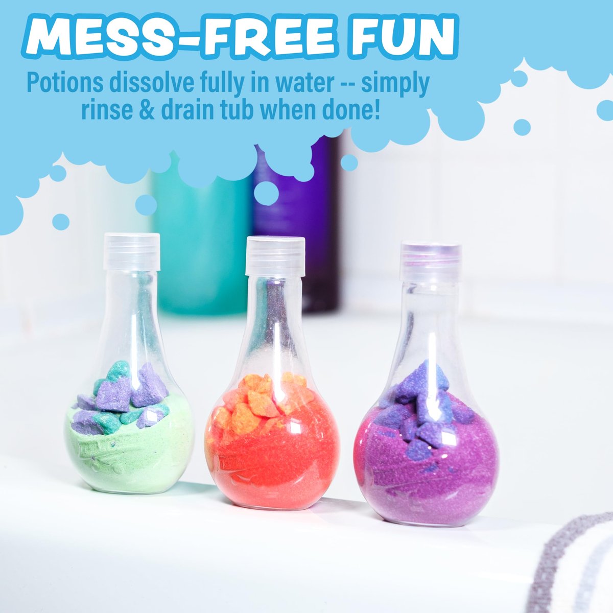 Tub Works Kids Bath Bomb Potion 6 Pack – Nontoxic Interactive Bath Bombs with Fizz, Foam & Color Eruption | Fun Science Toddler Bath Toys Avelisse