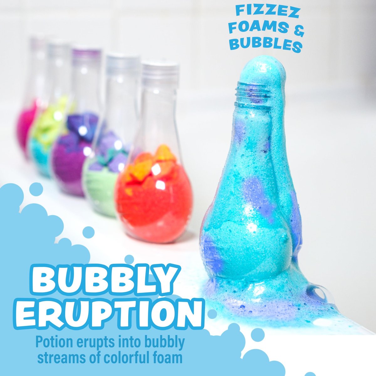 Tub Works Kids Bath Bomb Potion 6 Pack – Nontoxic Interactive Bath Bombs with Fizz, Foam & Color Eruption | Fun Science Toddler Bath Toys Avelisse