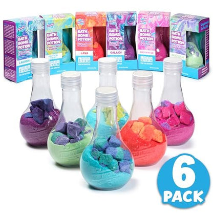 Tub Works Kids Bath Bomb Potion 6 Pack – Nontoxic Interactive Bath Bombs with Fizz, Foam & Color Eruption | Fun Science Toddler Bath Toys Avelisse