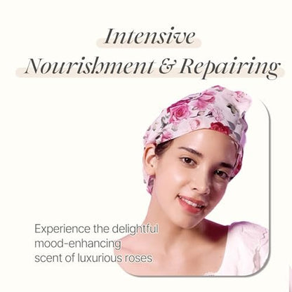 Koelf Rose Petal Satin Hair Mask - Intensive Nourishing & Repairing Cap Mask for Silky, Moisturizing Hair, Strengthens Scalp, Rose Essence Treatment (5 Pack) Avelisse