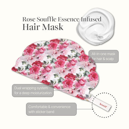 Koelf Rose Petal Satin Hair Mask - Intensive Nourishing & Repairing Cap Mask for Silky, Moisturizing Hair, Strengthens Scalp, Rose Essence Treatment (5 Pack) Avelisse