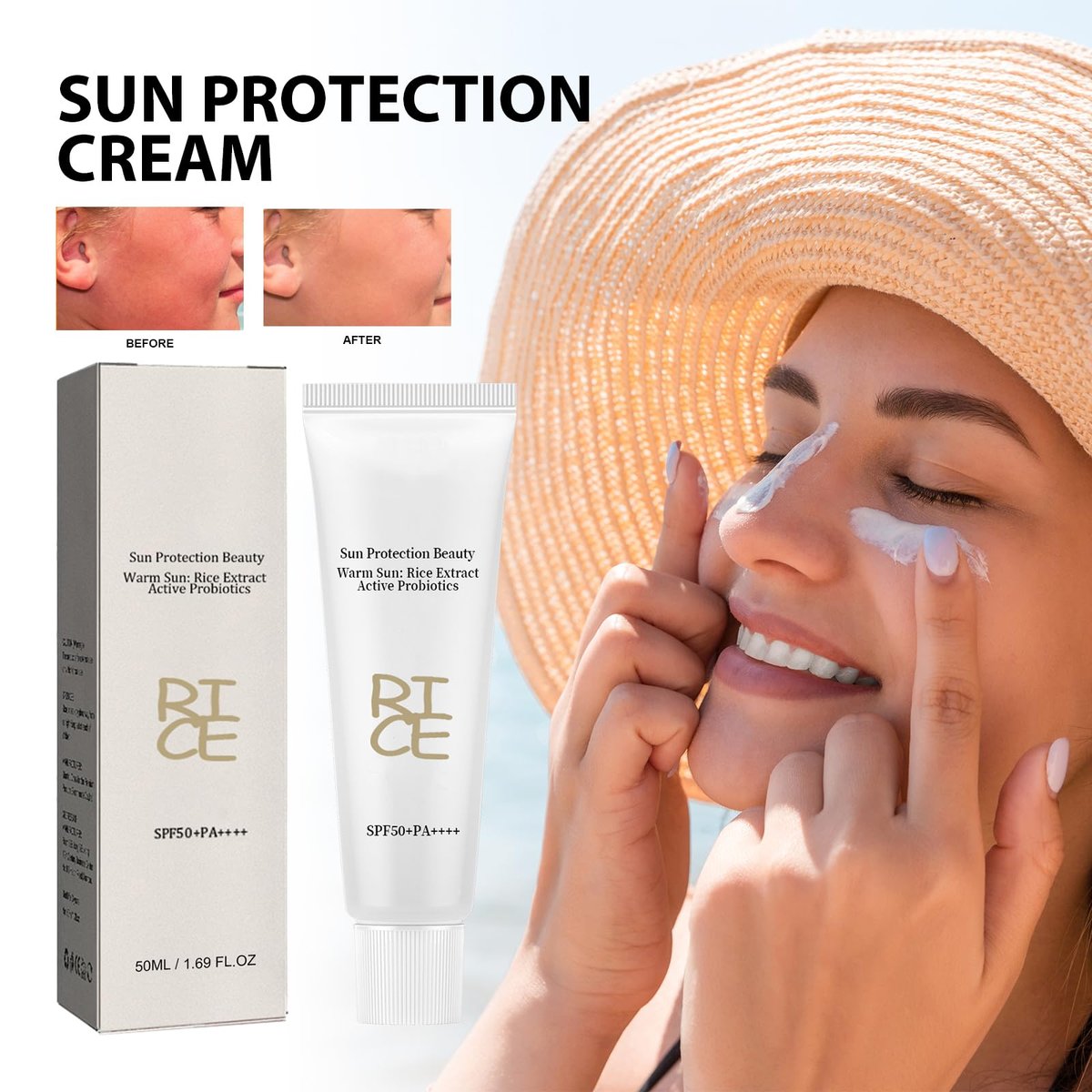 Relief Sun Rice Sunscreen SPF50+ PA++++ - Korean Formula Face Sunscreen for All Skin Types, 1.69 Fl Oz - görsel 9
