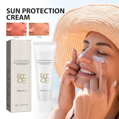 Relief Sun Rice Sunscreen SPF50+ PA++++ - Korean Formula Face Sunscreen for All Skin Types, 1.69 Fl Oz