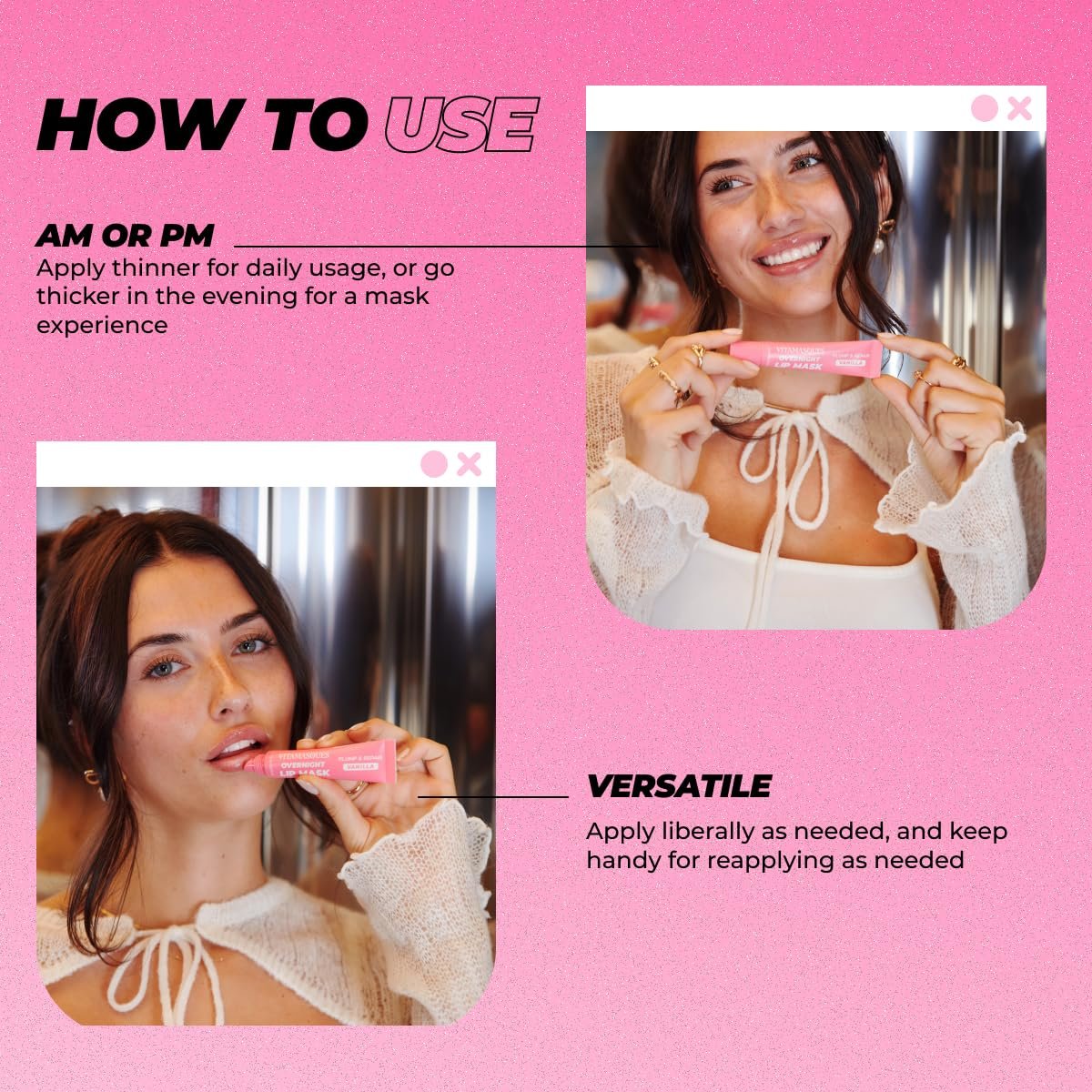 Vitamasques Overnight Lip Mask - Hydrating Vanilla Lip Balm Moisturizer with Vitamins & Natural Oil, Nourishes & Plumps Lip Area - Korean Skin Care Lip Care Products (Pack of 3) Avelisse