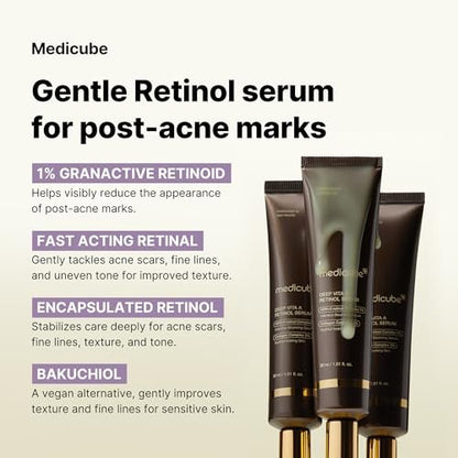 Medicube Deep Reviving Bakuchiol Retinol Facial Serum – Anti-Aging 4th Gen Retinol & Bakuchiol for Fine Lines, Uneven Skin Tone, Blemish Scars – Korean Skin Care, Low Irritant, 1.01 oz Avelisse