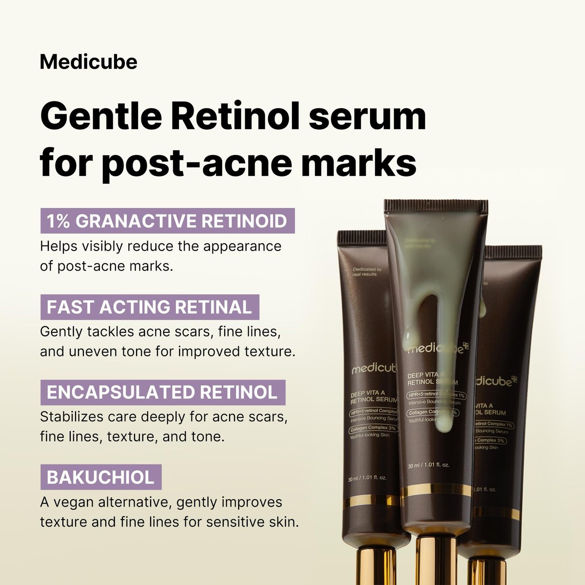 Medicube Deep Reviving Bakuchiol Retinol Facial Serum – Anti-Aging 4th Gen Retinol & Bakuchiol for Fine Lines, Uneven Skin Tone, Blemish Scars – Korean Skin Care, Low Irritant, 1.01 oz Avelisse