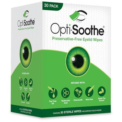 Opti-Soothe Preservative-Free Eyelid Wipes - 30 Moist Towelettes for Daily Eyelid Cleaning - Soothing, Moisturising, Natural Ingredients