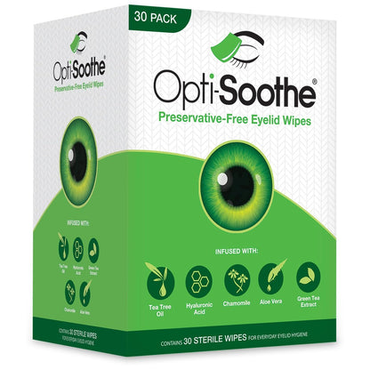 Opti-Soothe Preservative-Free Eyelid Wipes - 30 Moist Towelettes for Daily Eyelid Cleaning - Soothing, Moisturising, Natural Ingredients