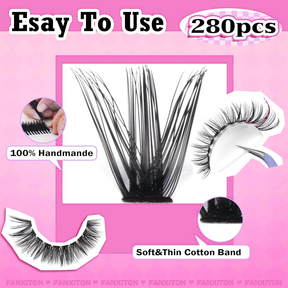 280 Pcs Cluster Lashes D Volume Eyelashes Extensions 9-16 mm Mix 40D+50D Thin Band Individual Lashes for DIY Lash Extension Beginners - görsel 3