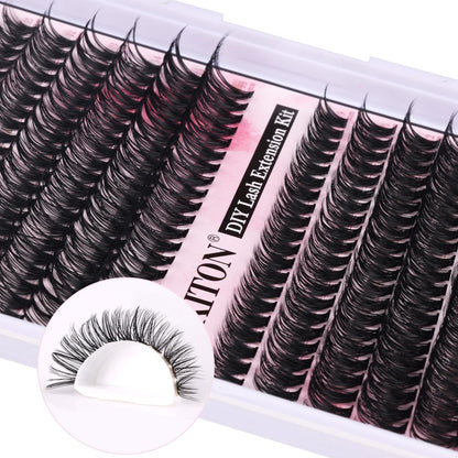 280 Pcs Cluster Lashes D Volume Eyelashes Extensions 9-16 mm Mix 40D+50D Thin Band Individual Lashes for DIY Lash Extension Beginners
