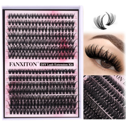 280 Pcs Cluster Lashes D Volume Eyelashes Extensions 9-16 mm Mix 40D+50D Thin Band Individual Lashes for DIY Lash Extension Beginners