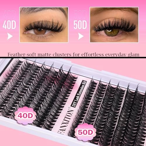 280 Pcs Cluster Lashes D Volume Eyelashes Extensions 9-16 mm Mix 40D+50D Thin Band Individual Lashes for DIY Lash Extension Beginners - görsel 6