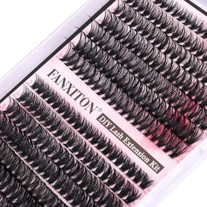 280 Pcs Cluster Lashes D Volume Eyelashes Extensions 9-16 mm Mix 40D+50D Thin Band Individual Lashes for DIY Lash Extension Beginners
