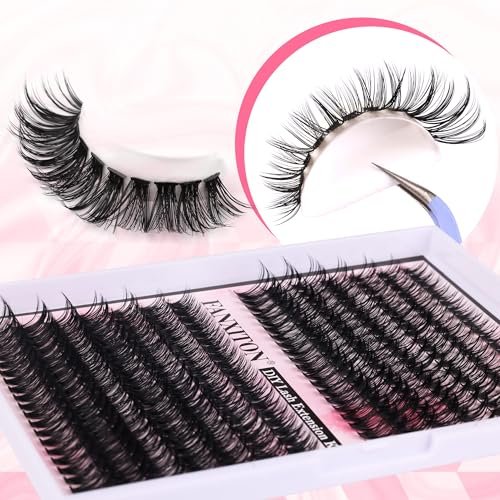 280 Pcs Cluster Lashes D Volume Eyelashes Extensions 9-16 mm Mix 40D+50D Thin Band Individual Lashes for DIY Lash Extension Beginners - görsel 8
