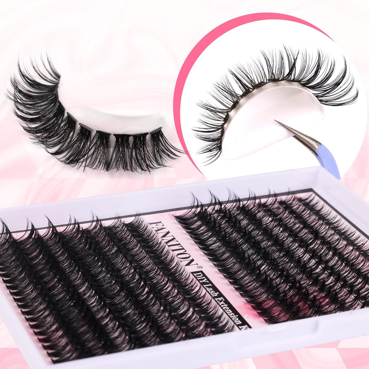 280 Pcs Cluster Lashes D Volume Eyelashes Extensions 9-16 mm Mix 40D+50D Thin Band Individual Lashes for DIY Lash Extension Beginners - görsel 7