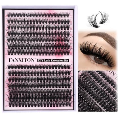280 Pcs Cluster Lashes D Volume Eyelashes Extensions 9-16 mm Mix 40D+50D Thin Band Individual Lashes for DIY Lash Extension Beginners