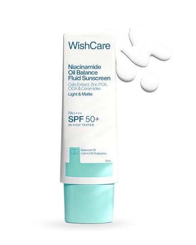 WishCare 5% Niacinamide Oil Balance Fluid Sunscreen SPF 50 PA++++ - Lightweight Matte Sunscreen for Oily Skin, No White Cast (50g)