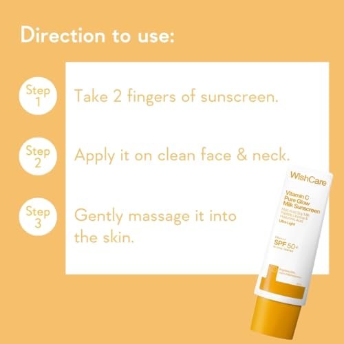 WishCare Vitamin C Sunscreen SPF 50 PA++++ Pure Glow Milk - Oil Free, No White Cast, 50g - görsel 14