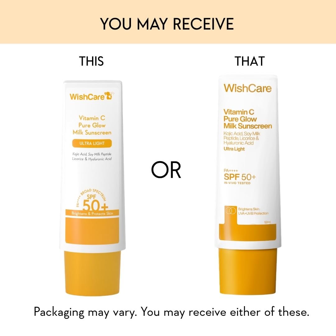 WishCare Vitamin C Sunscreen SPF 50 PA++++ Pure Glow Milk - Oil Free, No White Cast, 50g - görsel 3