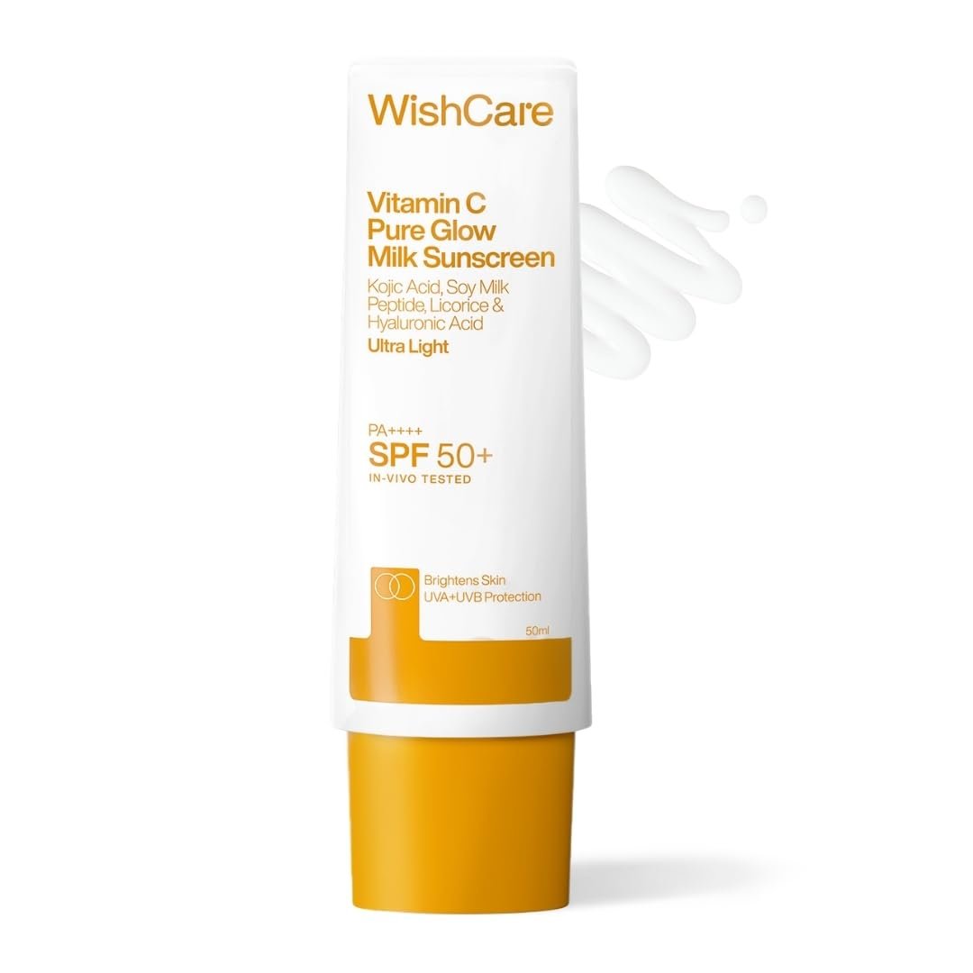WishCare Vitamin C Sunscreen SPF 50 PA++++ Pure Glow Milk - Oil Free, No White Cast, 50g - görsel 1