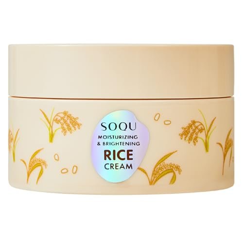 SOQU Moisturizing and Brightening Rice Cream – Deep Hydration, Brightens and Evens Skin Tone – 70g / 2.48oz – Made in Korea Avelisse