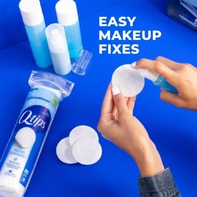 Q-tips Beauty Premium Cotton Rounds 80 Count 2-Pack – Hypoallergenic Makeup Remover Pads, Soft & Gentle Cotton for Face Care - görsel 6