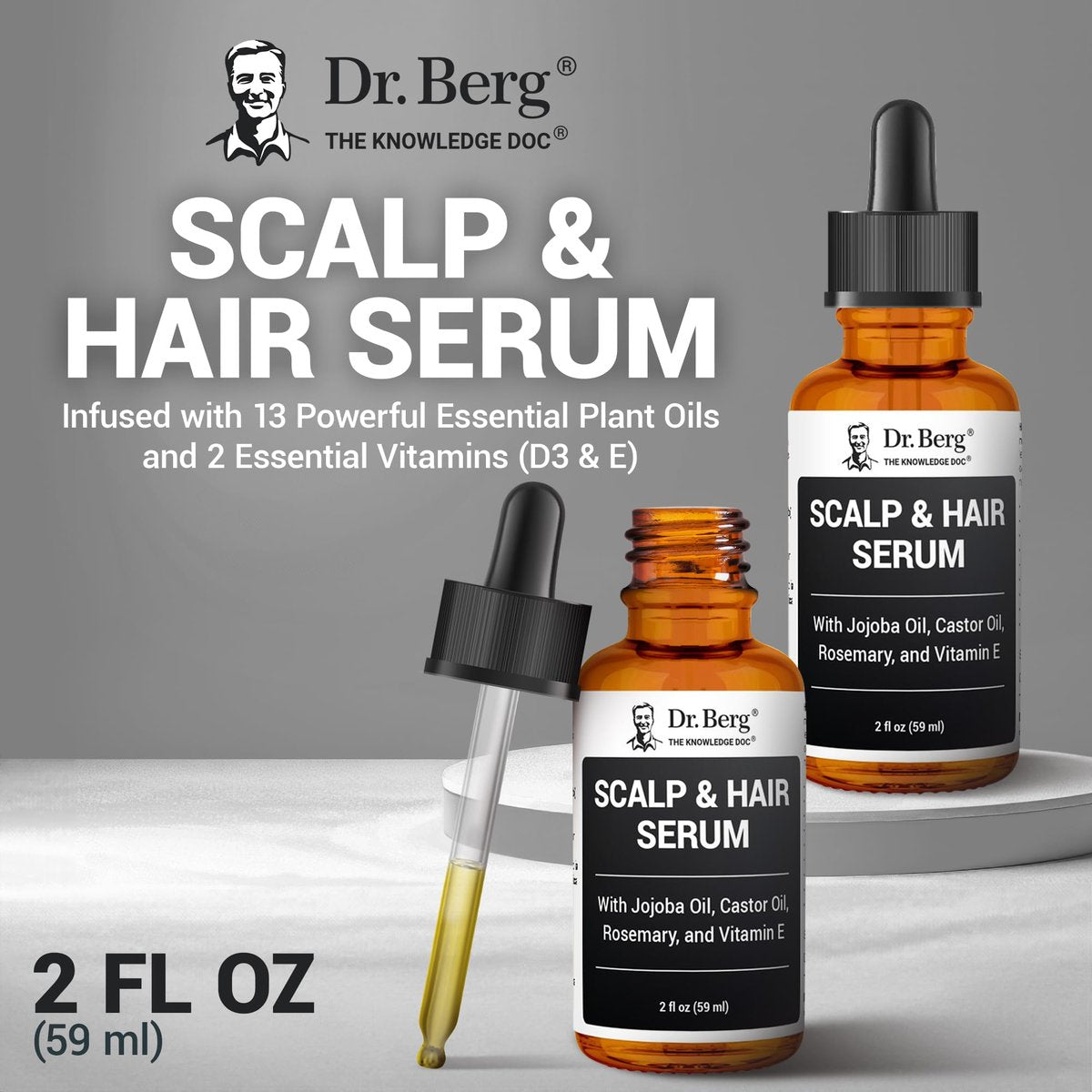 Dr. Berg Scalp & Hair Serum (Improved Formula) – Vitamin D3 & E, Clinically Tested, Paraben-Free & Sulfate-Free Hair Oil for Women & Men with Rosemary, Castor & Jojoba Oil, 2 Fl Oz - görsel 10