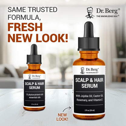 Dr. Berg Scalp & Hair Serum (Improved Formula) – Vitamin D3 & E, Clinically Tested, Paraben-Free & Sulfate-Free Hair Oil for Women & Men with Rosemary, Castor & Jojoba Oil, 2 Fl Oz