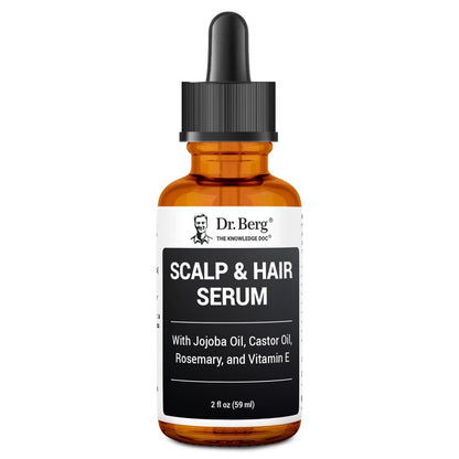 Dr. Berg Scalp & Hair Serum (Improved Formula) – Vitamin D3 & E, Clinically Tested, Paraben-Free & Sulfate-Free Hair Oil for Women & Men with Rosemary, Castor & Jojoba Oil, 2 Fl Oz