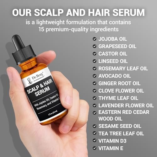 Dr. Berg Scalp & Hair Serum (Improved Formula) – Vitamin D3 & E, Clinically Tested, Paraben-Free & Sulfate-Free Hair Oil for Women & Men with Rosemary, Castor & Jojoba Oil, 2 Fl Oz - görsel 11