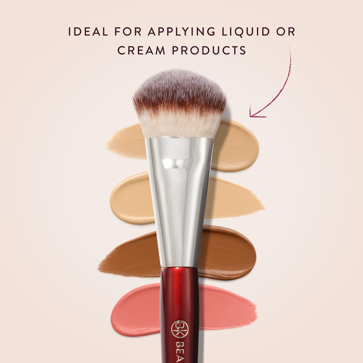 BK BEAUTY BRUSHES 109 Mini Contoured Foundation Brush - Vegan Face Brush for Liquid, Cream Foundation, Bronzer, Blush & Highlighter Avelisse