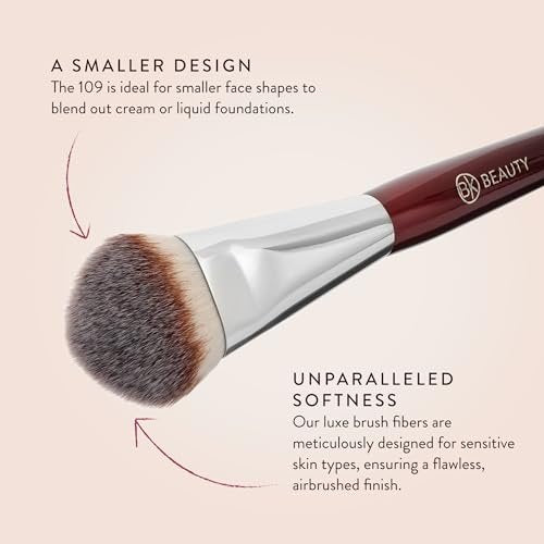 BK BEAUTY BRUSHES 109 Mini Contoured Foundation Brush - Vegan Face Brush for Liquid, Cream Foundation, Bronzer, Blush & Highlighter Avelisse