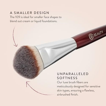 BK BEAUTY BRUSHES 109 Mini Contoured Foundation Brush - Vegan Face Brush for Liquid, Cream Foundation, Bronzer, Blush & Highlighter Avelisse
