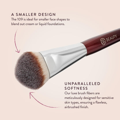 BK BEAUTY BRUSHES 109 Mini Contoured Foundation Brush - Vegan Face Brush for Liquid, Cream Foundation, Bronzer, Blush & Highlighter Avelisse
