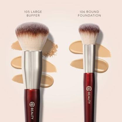 BK BEAUTY Large Buffer & Round Foundation Brush Set (2-Piece) - Professional Makeup Brushes for Liquid Foundation, Cream, Powder & Blush | Premium Synthetic Fiber Face Brushes for Flawless Application Avelisse