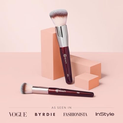 BK BEAUTY Large Buffer & Round Foundation Brush Set (2-Piece) - Professional Makeup Brushes for Liquid Foundation, Cream, Powder & Blush | Premium Synthetic Fiber Face Brushes for Flawless Application Avelisse