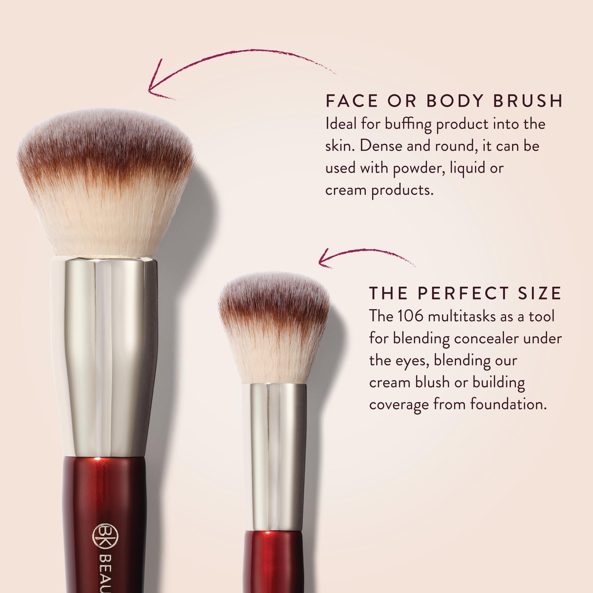 BK BEAUTY Large Buffer & Round Foundation Brush Set (2-Piece) - Professional Makeup Brushes for Liquid Foundation, Cream, Powder & Blush | Premium Synthetic Fiber Face Brushes for Flawless Application Avelisse