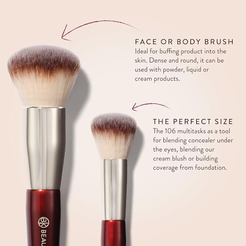BK BEAUTY Large Buffer & Round Foundation Brush Set (2-Piece) - Professional Makeup Brushes for Liquid Foundation, Cream, Powder & Blush | Premium Synthetic Fiber Face Brushes for Flawless Application Avelisse