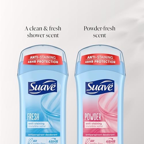 Suave Deodorant Women, Antiperspirant, Powder and Fresh Bundle, 48-Hour Odor & Wetness Protection, with Essential Oils, Anti-Staining, No Baking Soda, 4 x 2.6 oz - görsel 6