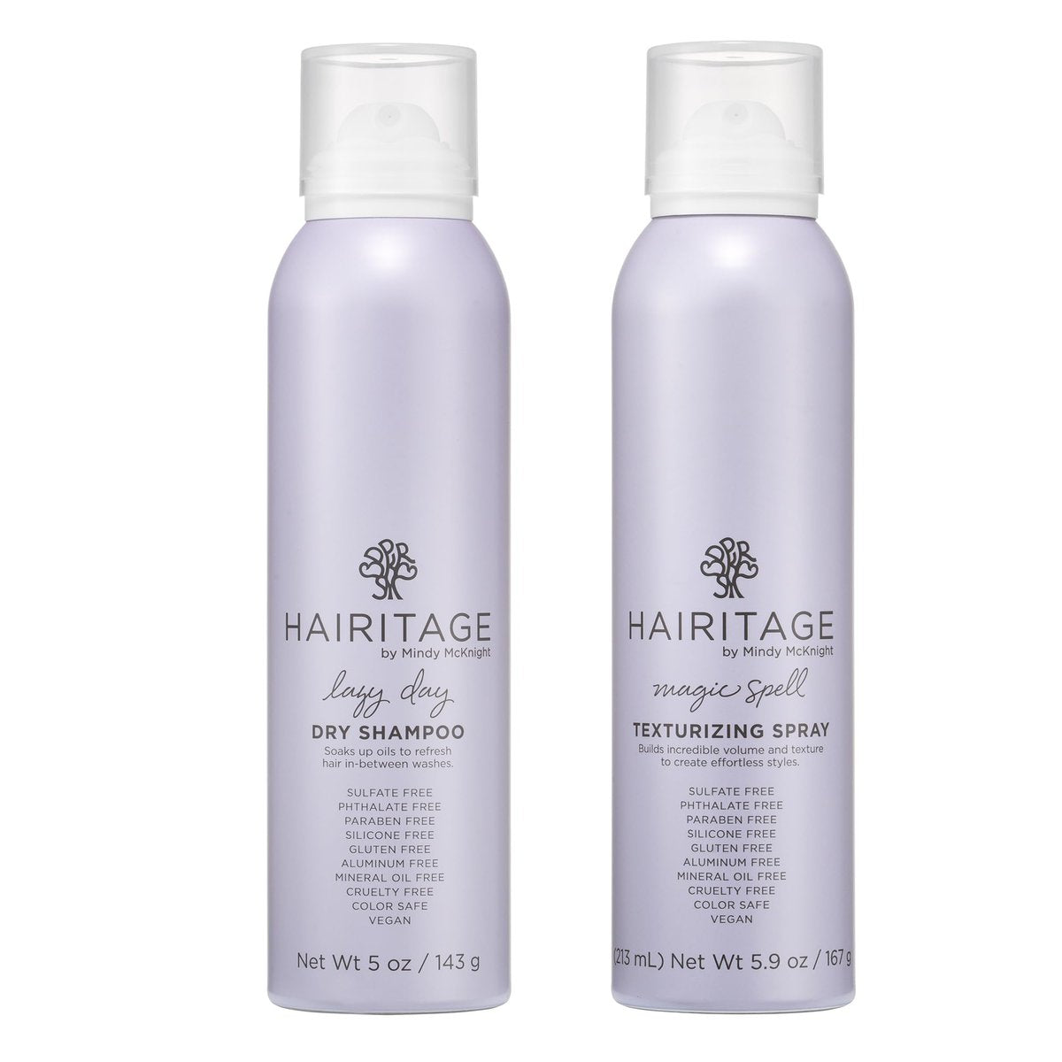 Hairitage Cleanse + Style Dry Shampoo Set - Lazy Day Dry Shampoo & Texturizing Volume Spray for Fine Hair, Curls & Waves Avelisse