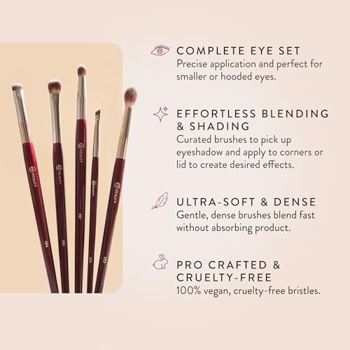 BK BEAUTY 5-Piece Brush Set for Hooded or Smaller Eyes – Premium Synthetic Eye Makeup Brushes for Blending, Smudging & Defining Avelisse