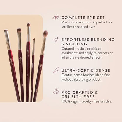 BK BEAUTY 5-Piece Brush Set for Hooded or Smaller Eyes – Premium Synthetic Eye Makeup Brushes for Blending, Smudging & Defining Avelisse