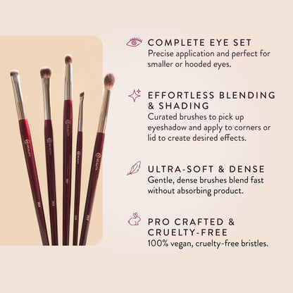 BK BEAUTY 5-Piece Brush Set for Hooded or Smaller Eyes – Premium Synthetic Eye Makeup Brushes for Blending, Smudging & Defining Avelisse