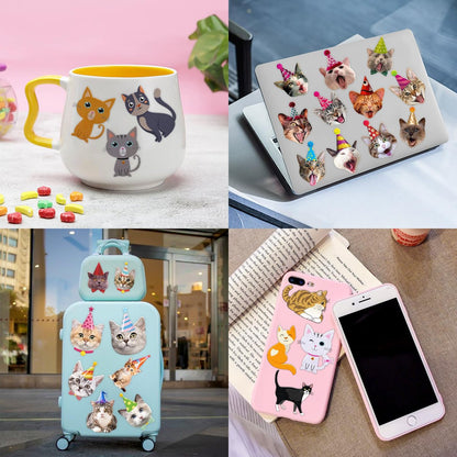 120 PCS Funny Cat Pre-cut Temporary Tattoos Stickers – Cute Pet Animal Themed Party Favors for Kids, Girls, Boys, Baby Showers, School Rewards & Home Decor