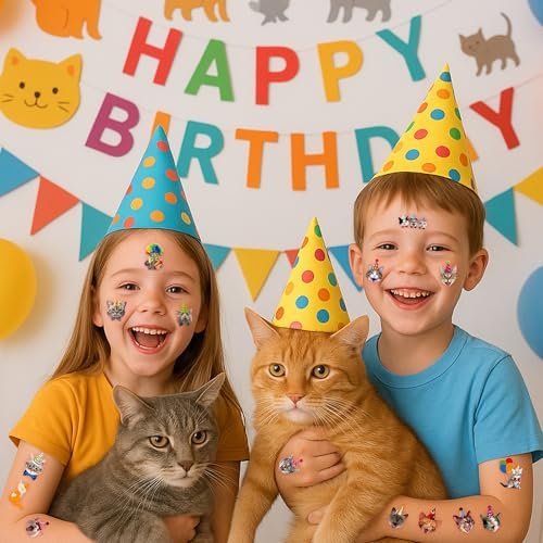 120 PCS Funny Cat Pre-cut Temporary Tattoos Stickers – Cute Pet Animal Themed Party Favors for Kids, Girls, Boys, Baby Showers, School Rewards & Home Decor - görsel 8