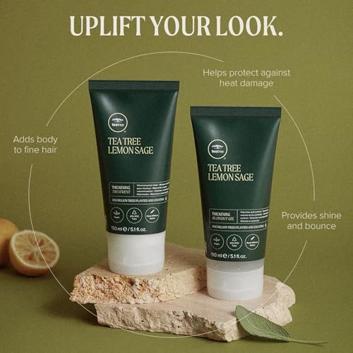 Tea Tree Lemon Sage Thickening Blowout Gel for Fine Hair - Volumizing Hair Gel, 5.1 oz Avelisse
